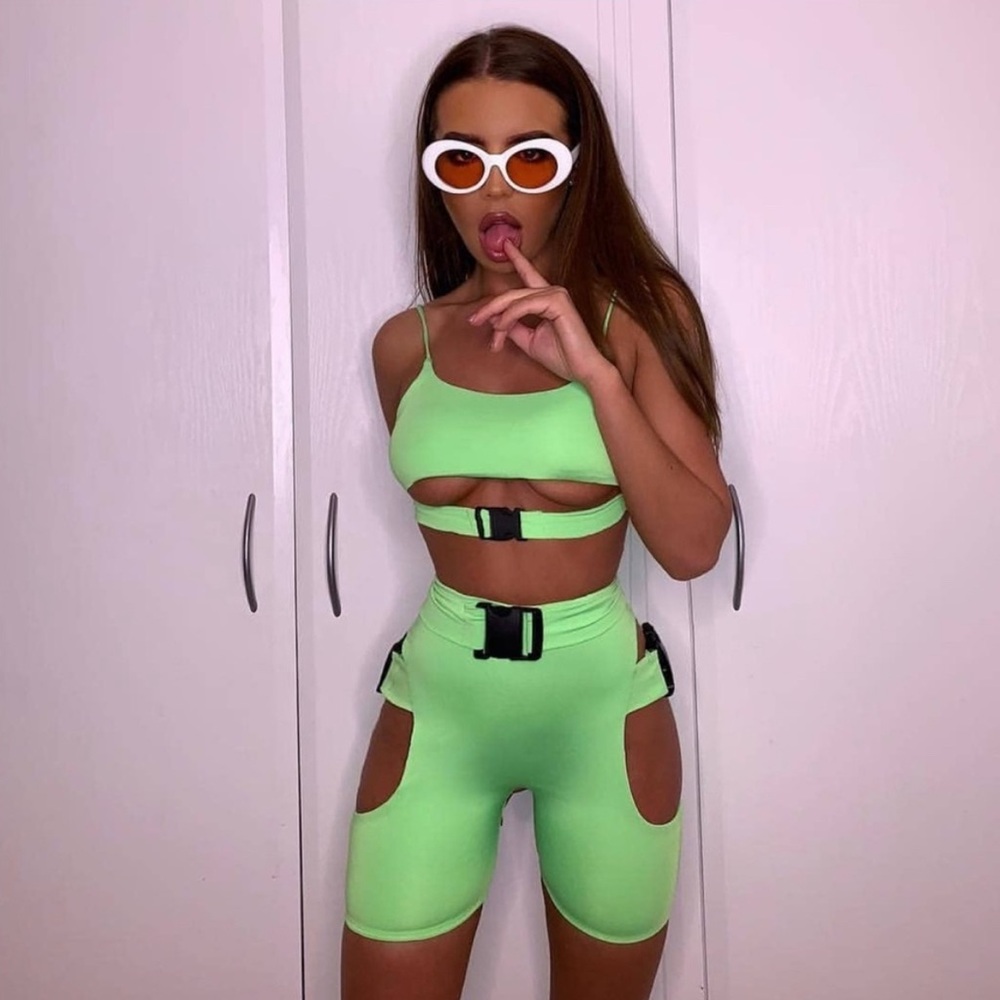 Active USA Lime Green Buckle Bike Short set SM
